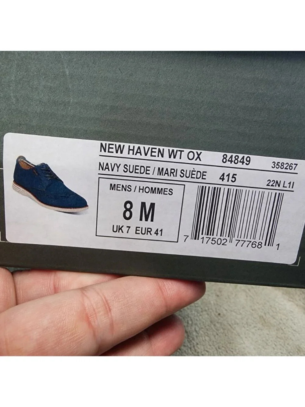 Nunn Bush Shoes Mens Size 8 Navy Blue New Haven Lace Up Oxford *NWT*